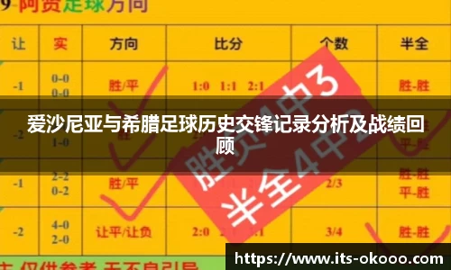 爱沙尼亚与希腊足球历史交锋记录分析及战绩回顾